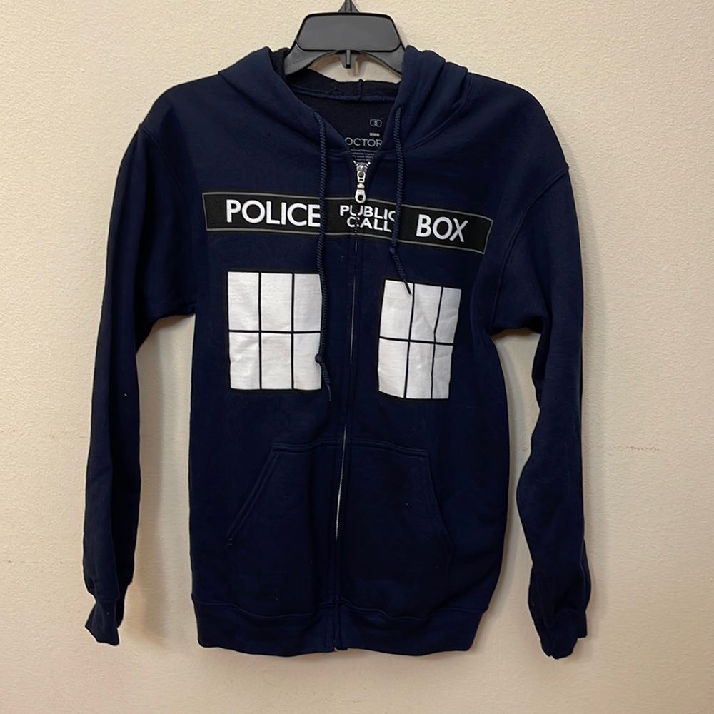 NWOT Navy Blue Dr Who Zip Hoodie Youth S
